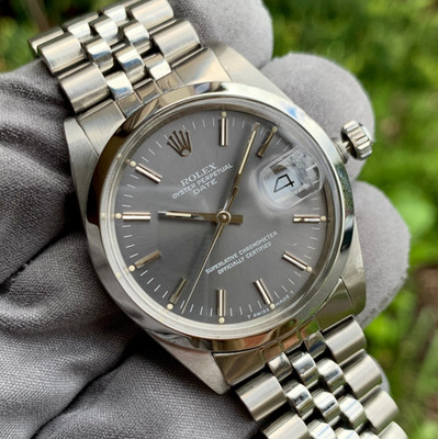 Rolex Oyster Perpetual Date Ref. 15000 Grey Dial Automatic Wristwatch
