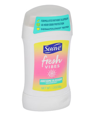 Suave Fresh Vibes Awesome Blossom Deodorant Stick, 1.2 oz( Lot of 4 )