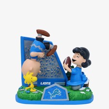 Charlie Brown Lucy Detroit Lions Peanuts Football Kickoff Mini Bobblehead Scene