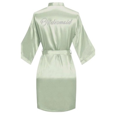 Bridesmaid Kimono Robe Silk Satin Robe Wedding Sage Green L/XL