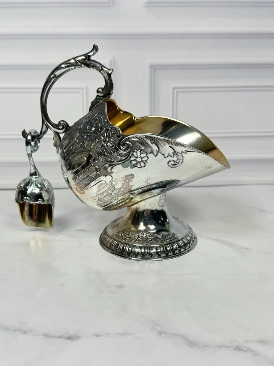 Sugar Scuttle In Antique Us Silver-Plated Creamers & Sugar Bowls
