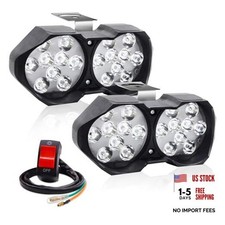 2PCS LED Motorcycle Spot Fog Lights, 18-SMD Upgraded Ultra Bright LED Dark Grey