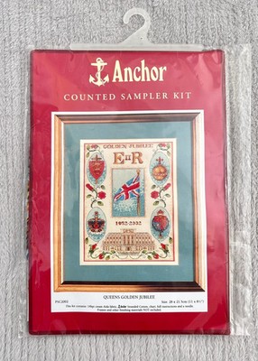Anchor Counted Sampler Set Queens Golden Jubilee Gr. 28 c 21,5 cm Neu Basteln