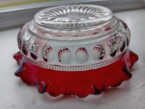 Heisey ruby and clear vintage glass bowl. - Picture 5 of 13