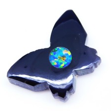 25.70 Cts Natural Fire Opal On Black Onyx Doublet Fancy Certified Gemstone