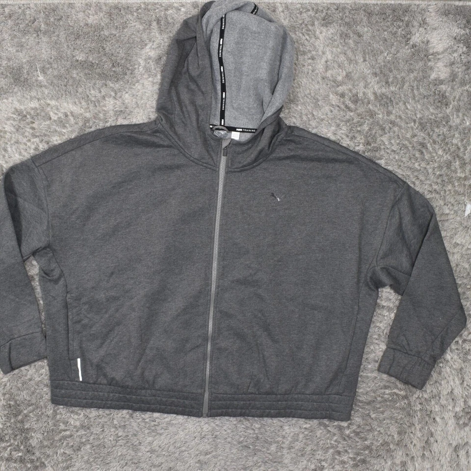 Chaqueta básica para mujer Puma talla grande 3X gris mezcla de algodón lisa Foto 2 de 4