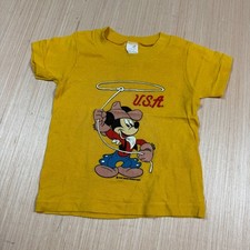 Vintage 70s 80s Mickey Mouse Cowboy Toddler T Shirt Western size 4 Sherry rodeo