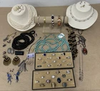 60 pc VINTAGE COSTUME JEWELRY LOT CUFFLINKS BROOCHES EARRINGS RINGS & MORE