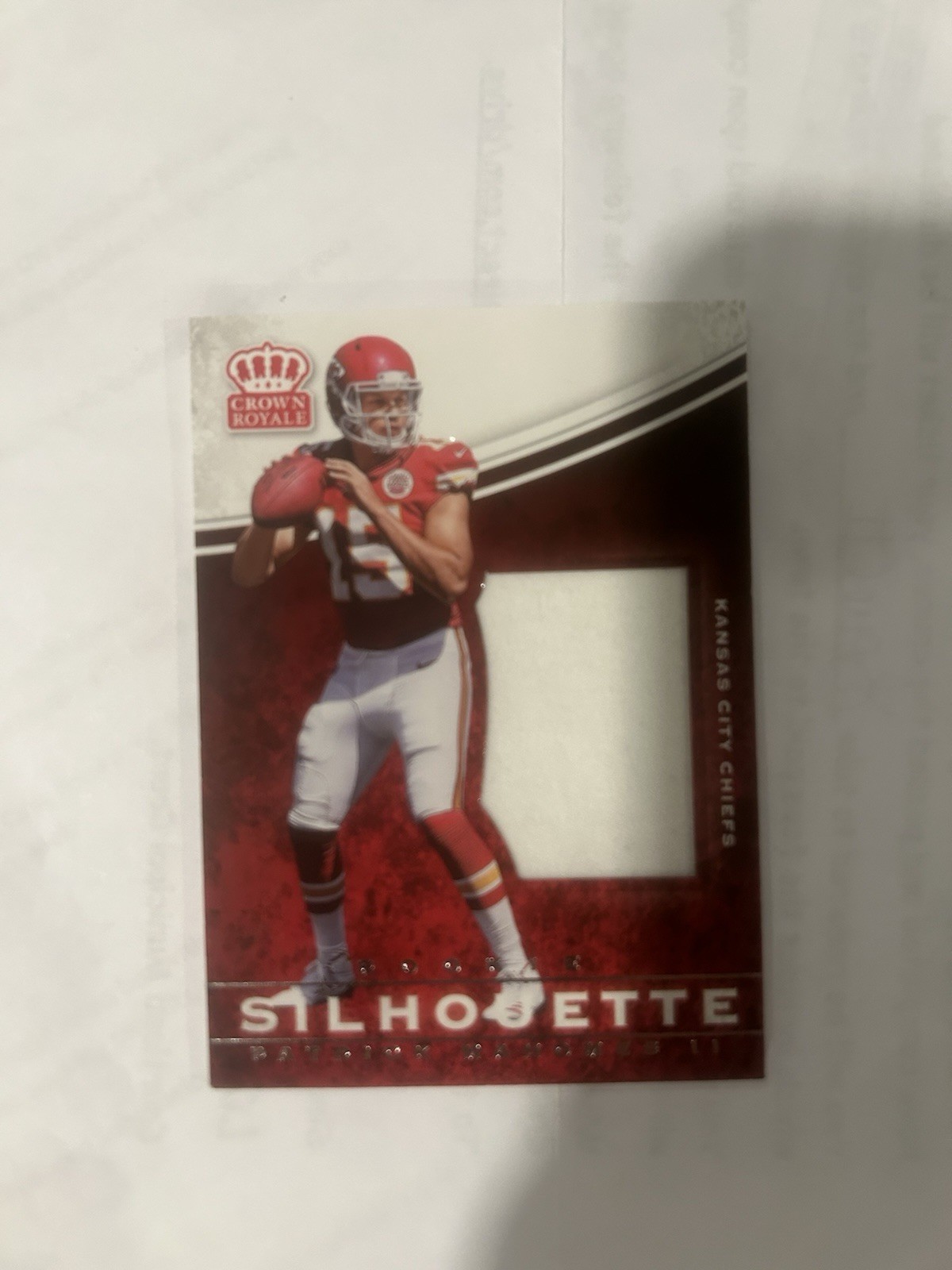 2017 Patrick Mahomes Crown Royale Rookie Silhouette Patch Kansas City Chiefs