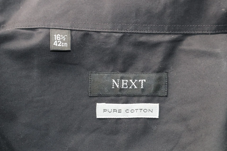 SIGUIENTE Camisa Negra Algodón Puro Manga Larga 16.5 L Informal Streetwear Reino Unido Calce 44" Foto 4 de 4