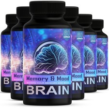  6 Pack  Brain Memory and Mood Support Supplement Pills Advanced Formula