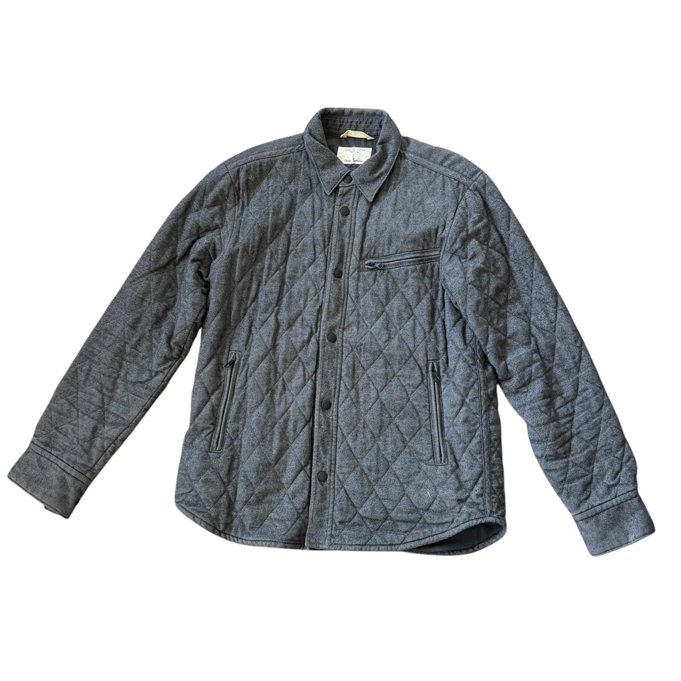 Rag & Bone Holme Cotton Shirt Jacket Grey Quilted Preppy Casual Classic Small - Image 2 of 4
