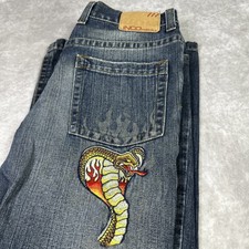 Vintage JNCO Jeans Rare Flaming Cobra Punk Alt Y2K Wide Baggy Size W20 34x36