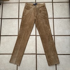 Vintage 90s Polo Ralph Lauren Suede Leather Western Pants Men  s 31 Tan Cowboy