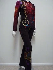 Crystal Rock Christian Audigier Jacket Sweat Pants CRW129 Black Size M