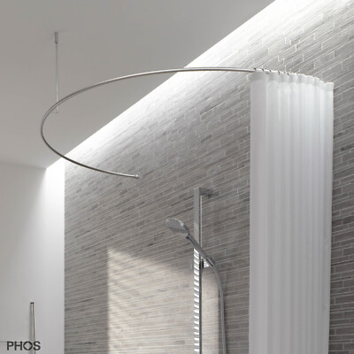 Duschvorhangstange Halbkreis U-Form 140 x 72,5 cm Edelstahl massiv - PHOS Design