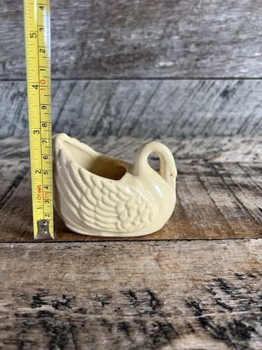 Mini Ceramic Beige Tan Swan Planter Vintage Home Decor - Picture 10 of 10