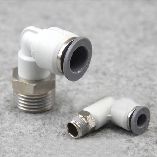 PE L-type Air Push In Fitting Quick Pneumatic Elbow Connector Male Thread 4-12mm - Picture 1 of 6