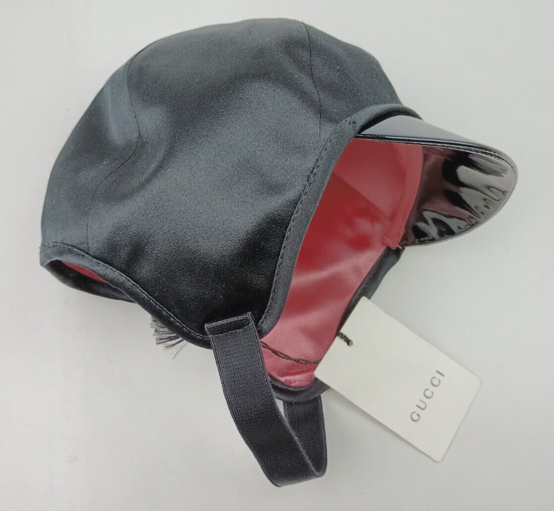 Gucci x Chloe Kids Riding Style Satin Cap Chin Strap Black Small