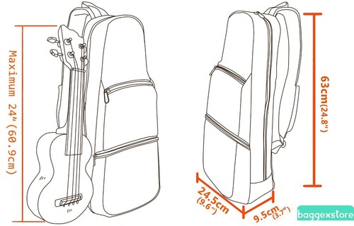 24" Concert Musical String Case Ukulele Gig Bag Sling Cross body Bag 2 Ways - Picture 5 of 11