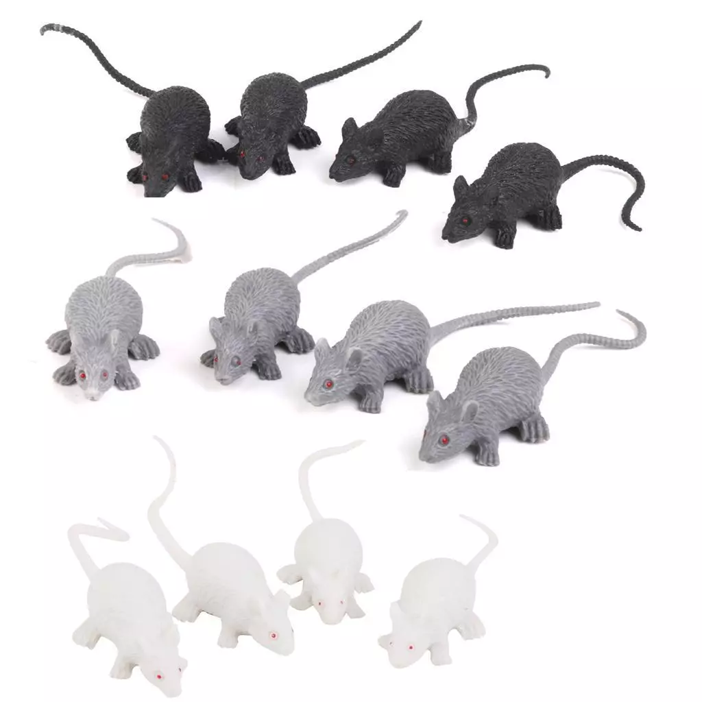 12 Plastic Mini Rats Mouse Animal