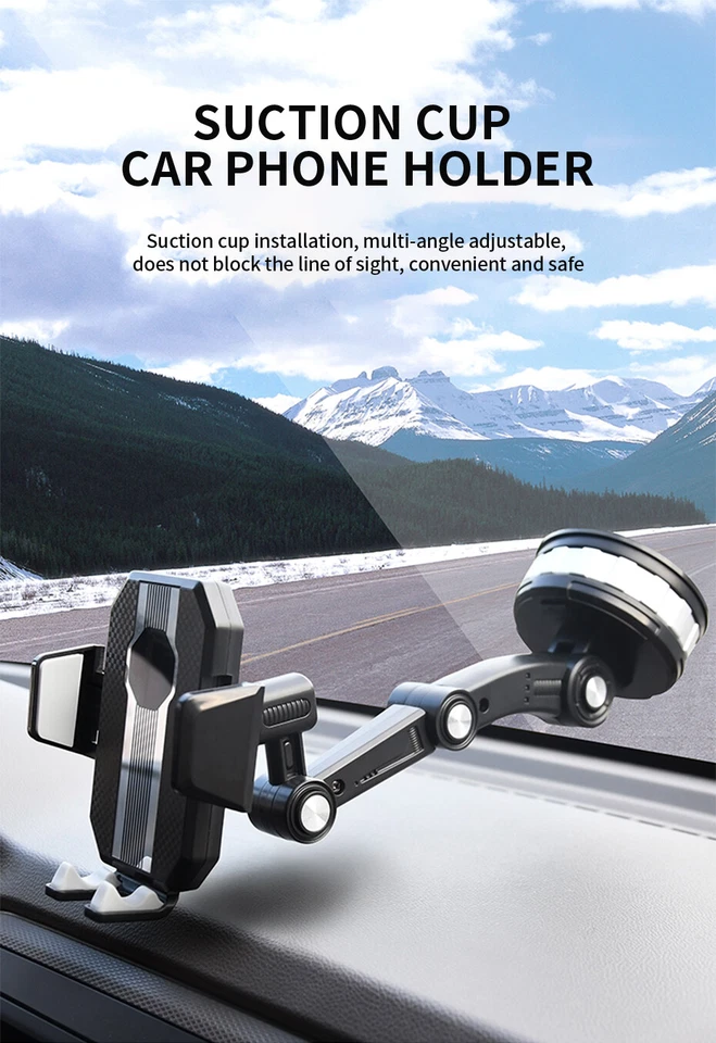 Soporte de teléfono con ventosa ABS de 360° para tablero de instrumentos de parabrisas de automóvil ajustable Foto 4 de 4