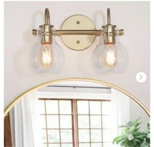 Modern Light Gold Bathroom Vanity Light 13 in. W 2-Light Powder Room Wall Light