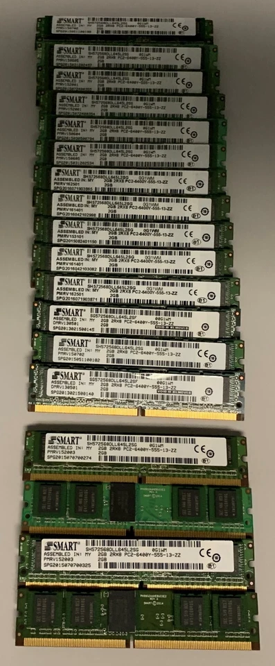 4 x Smart 2GB 2Rx8 PC2-6400Y-555-13-ZZ Memory SH572568DLL645L2SG MINI DIMM - Image 2 of 4