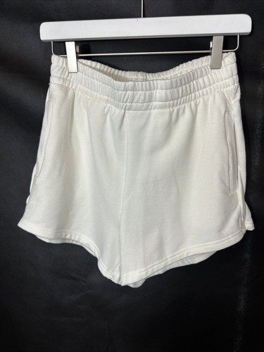 Soft Ivory Fleece Women’s Gym Athletic Shorts Pockets Elastic Waist *See Note S - Picture 5 of 6