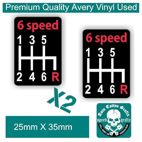 2 X GEAR SHIFT PATTERN SIX 6 SPEED STICKER DECAL Manual Gearbox DEFECT