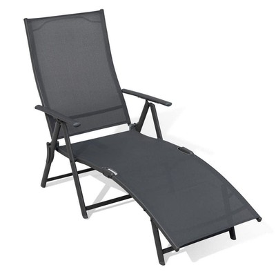 Nuu Garden Chaise Lounge Chair 51.5'' Steel/Textilene Adjustable Backrest Gray