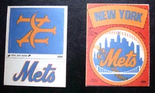 1968-72  2  FLEER CLOTH BASEBALL TEAM PATCHES NEW YORK METS  BOTH  EARLY  VER.