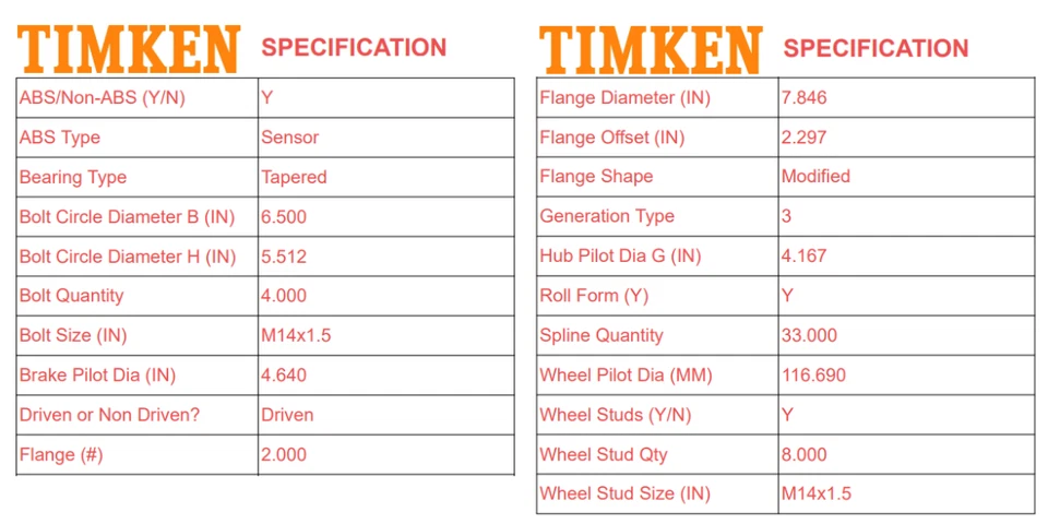 Cojinetes de cubo de rueda delantera TIMKEN para 07-10 Chevy Sierra Silverado 2500 3500HD SRW Foto 3 de 4