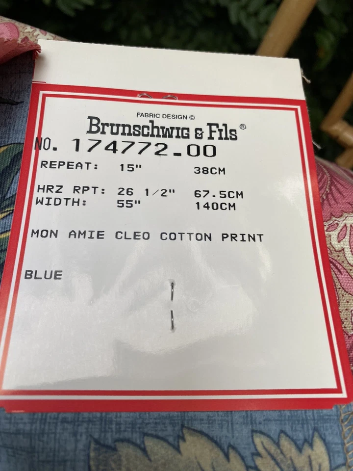Brunschwig & Fils Mon Amie Cleo Cotton Floral Chintz Sample Fabric 27”x34” - Image 2 of 4