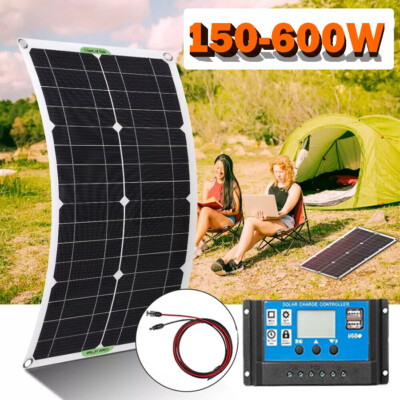 150W-600W Mono Flexible Solar Panel 12V Home RV Rooftop Camping Off ...