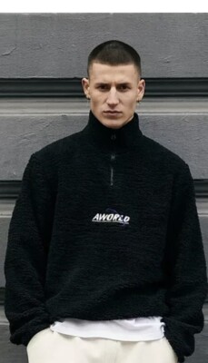Jack & Jones Men's Black Teddy High Neck Fleece Sweatshirt Size M