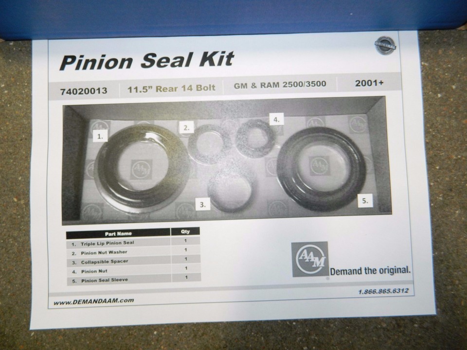 AAM 11.5" Rear Differential Pinion Seal Kit GM 1999+ Dodge Ram 2003
