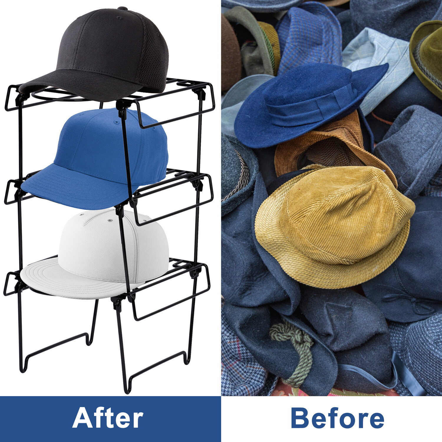 4 Tier Foldable Countertop Hat Display Stand Cap Hat Rack for Hat