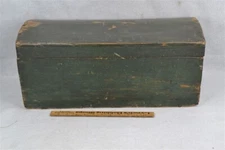 antique box trunk  dome top  original green paint 21x9x9.5 early 18th 19thc