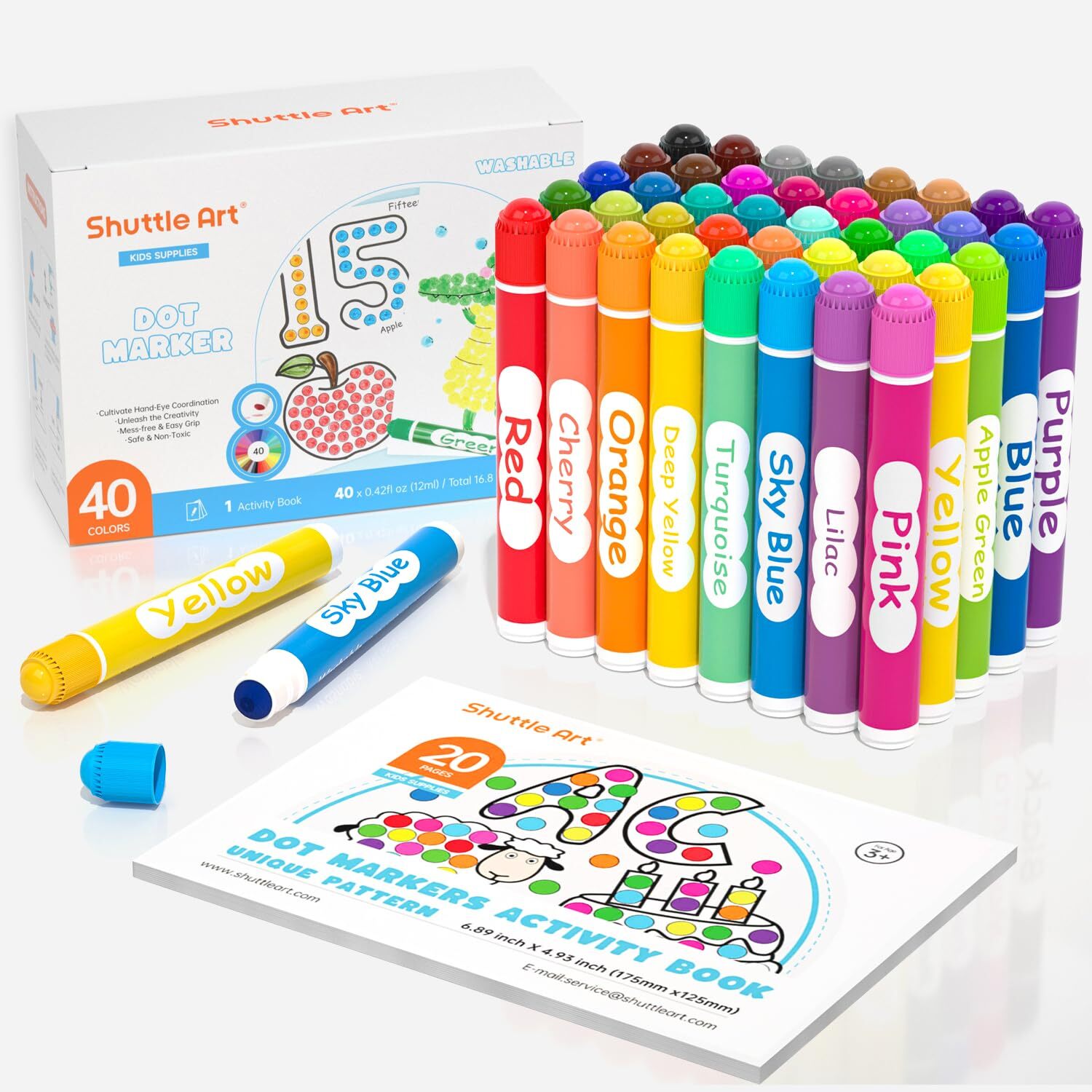 40-Color Washable Dot Markers for Toddlers with Free Activity Book and Bingo Daubers-image
