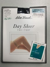 Nice Touch Day Sheer Thi Top Size D Pantyhose Off Black Vintage Nylons New