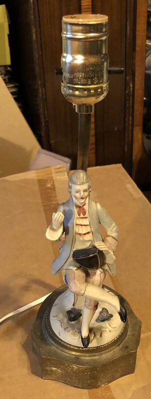 Vintage Porcelain Figurine Table Lamp Colonial Man 