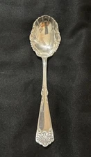 Cuevee Silver Warrented Sugar Spoon 5 3/4” Flower Embellished