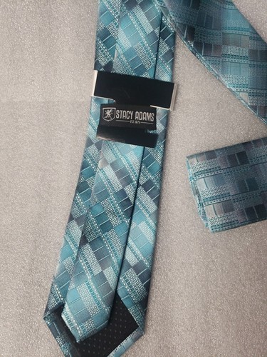 Stacy Adams Hand Made 100% Microfiber Men’s Neck Tie with pocket square  - Picture 6 of 8