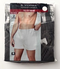 Roundtree Yorke 2 Pack Plaid Striped Combed Cotton Underwear Full Cut Boxers
