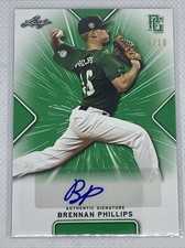 2021 LEAF PERFECT GAME GREEN BRENNAN PHILLIPS PAPER RC AUTO # 3/10