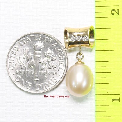 Rosa Perlen Anhänger - 14k Gelbgold Tunnel Kaution + Diamanten