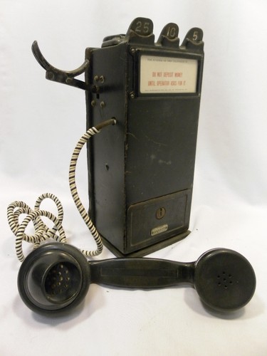 Antique Gray Telephone Model 20 "Folding Handle" Portable Pay Station "Rare" - Picture 10 of 12
