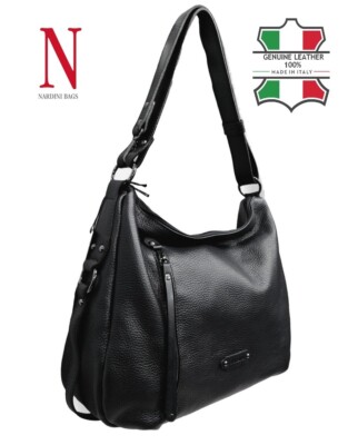 Borsa Donna Nardini in Vera Pelle Made in Italy, Nero, uso a