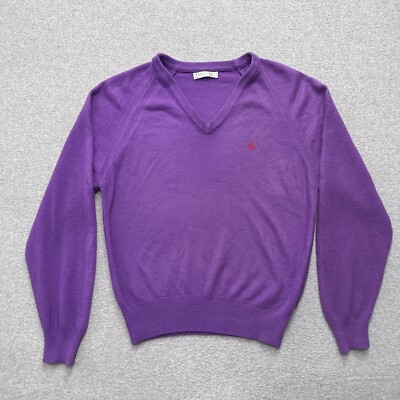 Christian Dior ラムウール Vネックニット パープル /UW344 Vintage Christian Dior Active Womens Purple Knit Pullover V